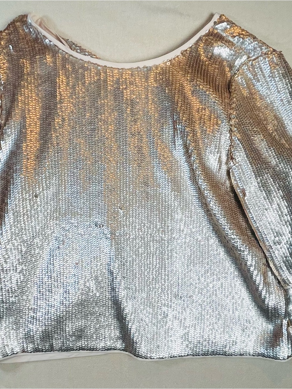 J. Crew Silver Sequin Long-Sleeve Top